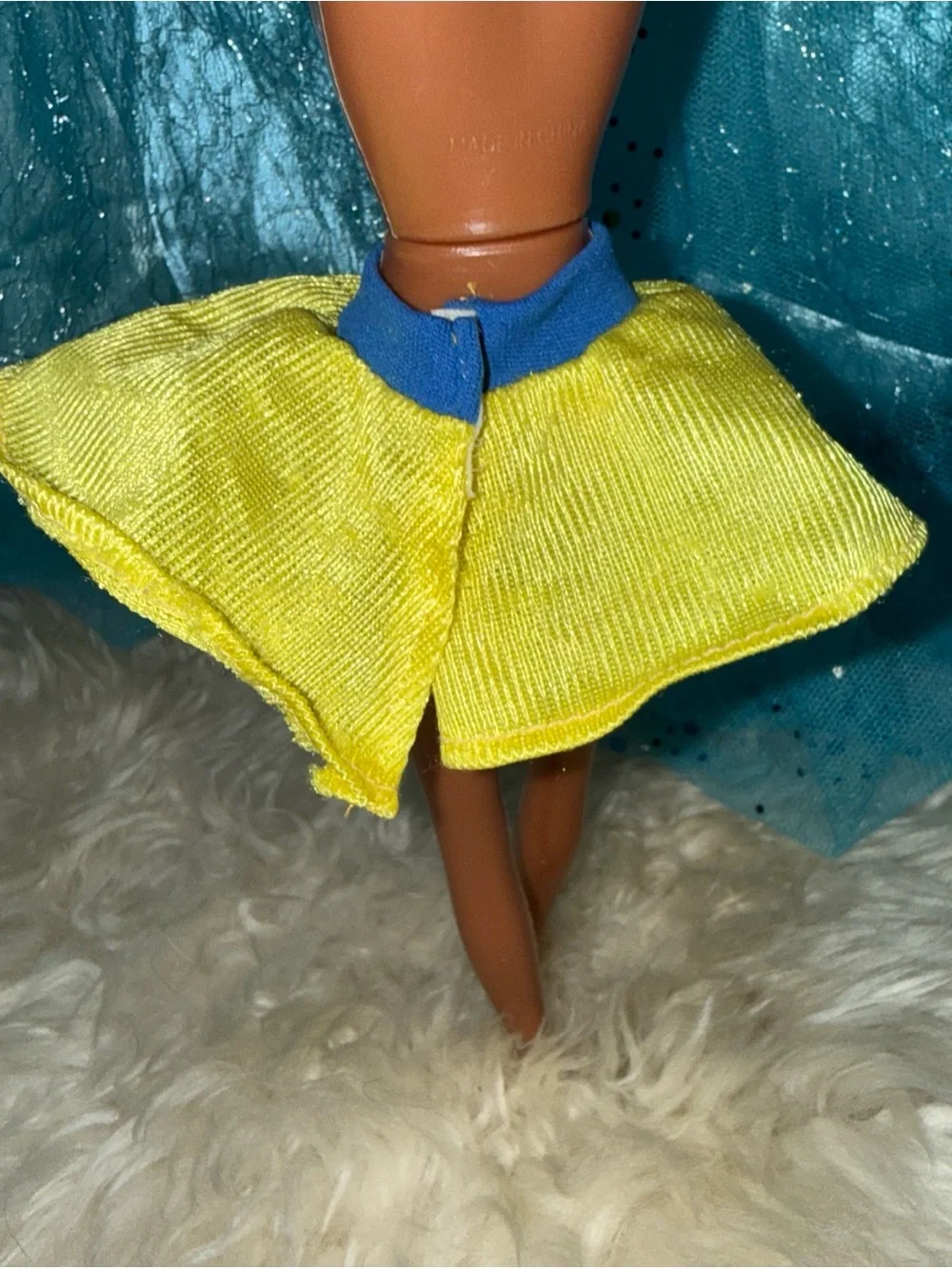 Barbie vintage yellow cheerleader skirt blue waist